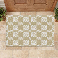 Beige Ngatu Pattern Malo e Lelei Tonga Rubber Doormat LT14 Beige - Polynesian Pride