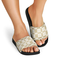 Beige Ngatu Pattern Malo e Lelei Tonga Slide Sandals LT14 - Polynesian Pride