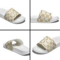 Beige Ngatu Pattern Malo e Lelei Tonga Slide Sandals LT14 - Polynesian Pride