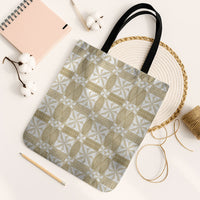 Beige Ngatu Pattern Malo e Lelei Tonga Tote Bag LT14 Black Strap One Size Beige - Polynesian Pride