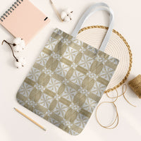 Beige Ngatu Pattern Malo e Lelei Tonga Tote Bag LT14 White Strap One Size Beige - Polynesian Pride