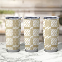 Beige Ngatu Pattern Malo e Lelei Tonga Tumbler Cup LT14 - Polynesian Pride