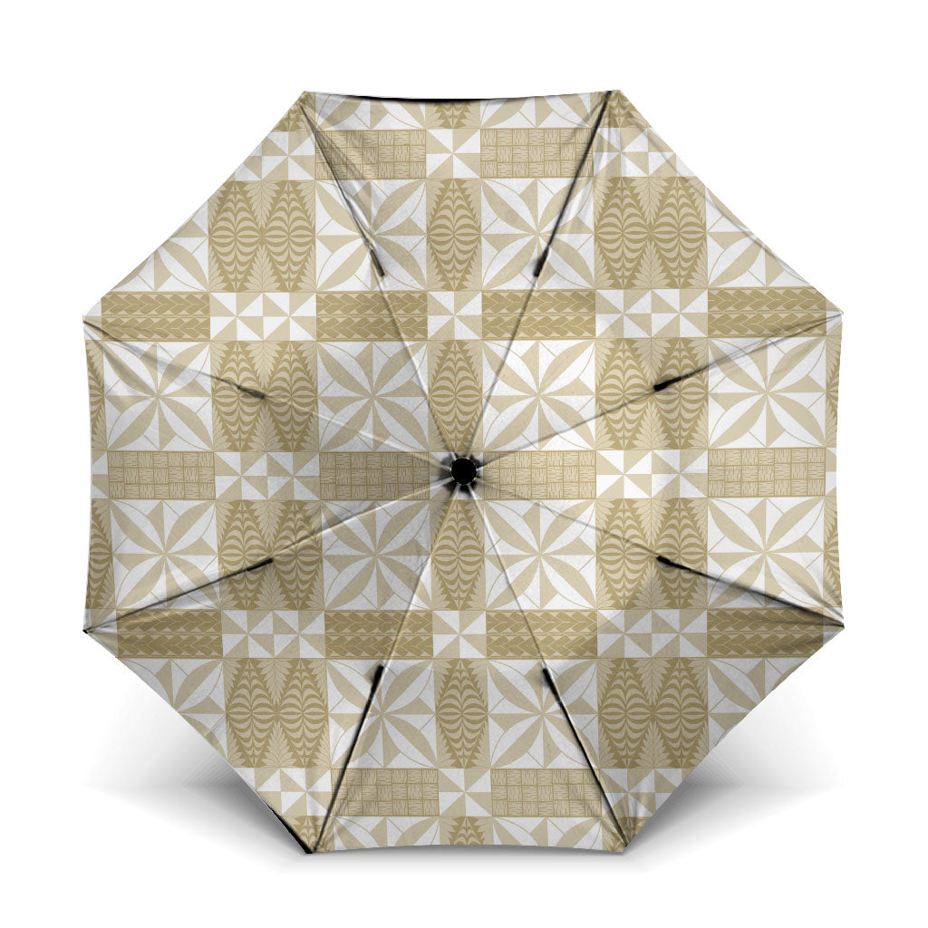 Beige Ngatu Pattern Malo e Lelei Tonga Umbrella LT14 One Size Folded 11.42 inch Opened Diameter 37.4 inch Beige - Polynesian Pride