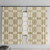Beige Ngatu Pattern Malo e Lelei Tonga Window Curtain LT14 With Hooks Beige - Polynesian Pride