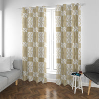 Beige Ngatu Pattern Malo e Lelei Tonga Window Curtain LT14 With Grommets Beige - Polynesian Pride
