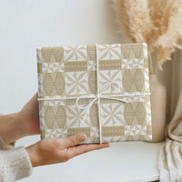 Beige Ngatu Pattern Malo e Lelei Tonga Wrapping Paper LT14 - Polynesian Pride