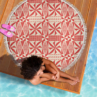 Red Ngatu Pattern Malo e Lelei Tonga Beach Blanket LT14 - Polynesian Pride
