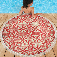 Red Ngatu Pattern Malo e Lelei Tonga Beach Blanket LT14 - Polynesian Pride