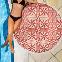 Red Ngatu Pattern Malo e Lelei Tonga Beach Blanket LT14 - Polynesian Pride