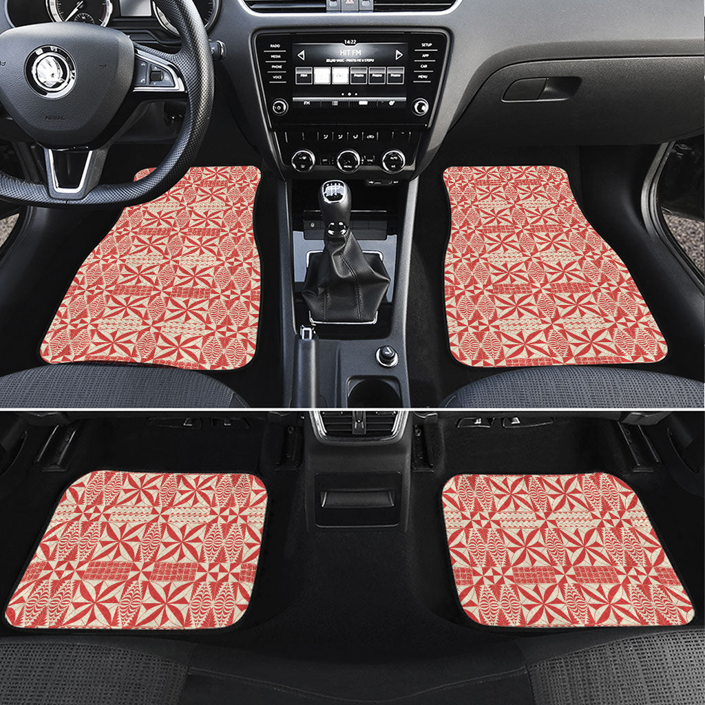 Red Ngatu Pattern Malo e Lelei Tonga Car Mats LT14 Set 4pcs Red - Polynesian Pride