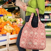 Red Ngatu Pattern Malo e Lelei Tonga Grocery Bag LT14 - Polynesian Pride
