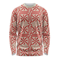 Red Ngatu Pattern Malo e Lelei Tonga Long Sleeve Shirt LT14 Unisex Red - Polynesian Pride