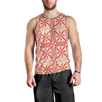 Red Ngatu Pattern Malo e Lelei Tonga Men Tank Top LT14 - Polynesian Pride