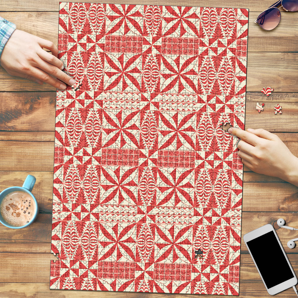 Red Ngatu Pattern Malo e Lelei Tonga Puzzle