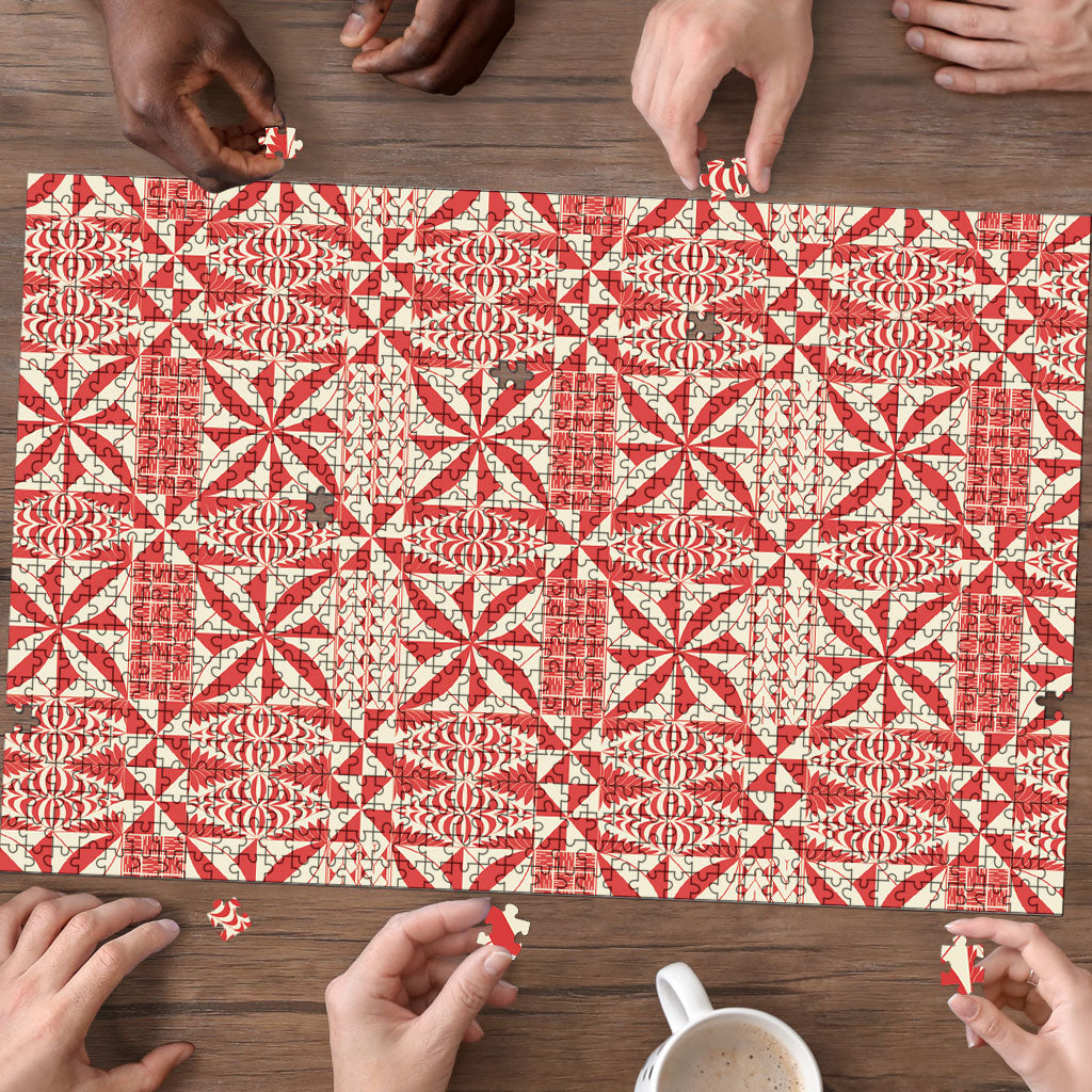 Red Ngatu Pattern Malo e Lelei Tonga Puzzle