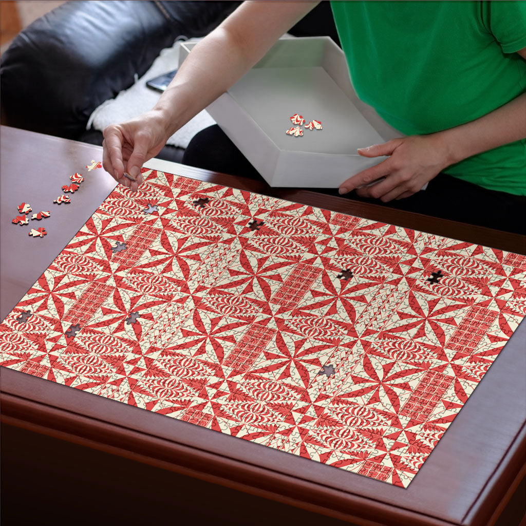 Red Ngatu Pattern Malo e Lelei Tonga Puzzle