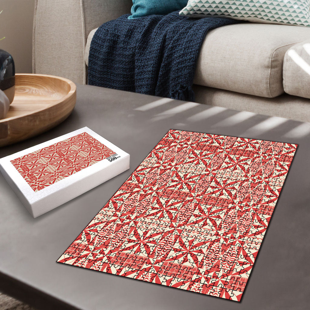 Red Ngatu Pattern Malo e Lelei Tonga Puzzle