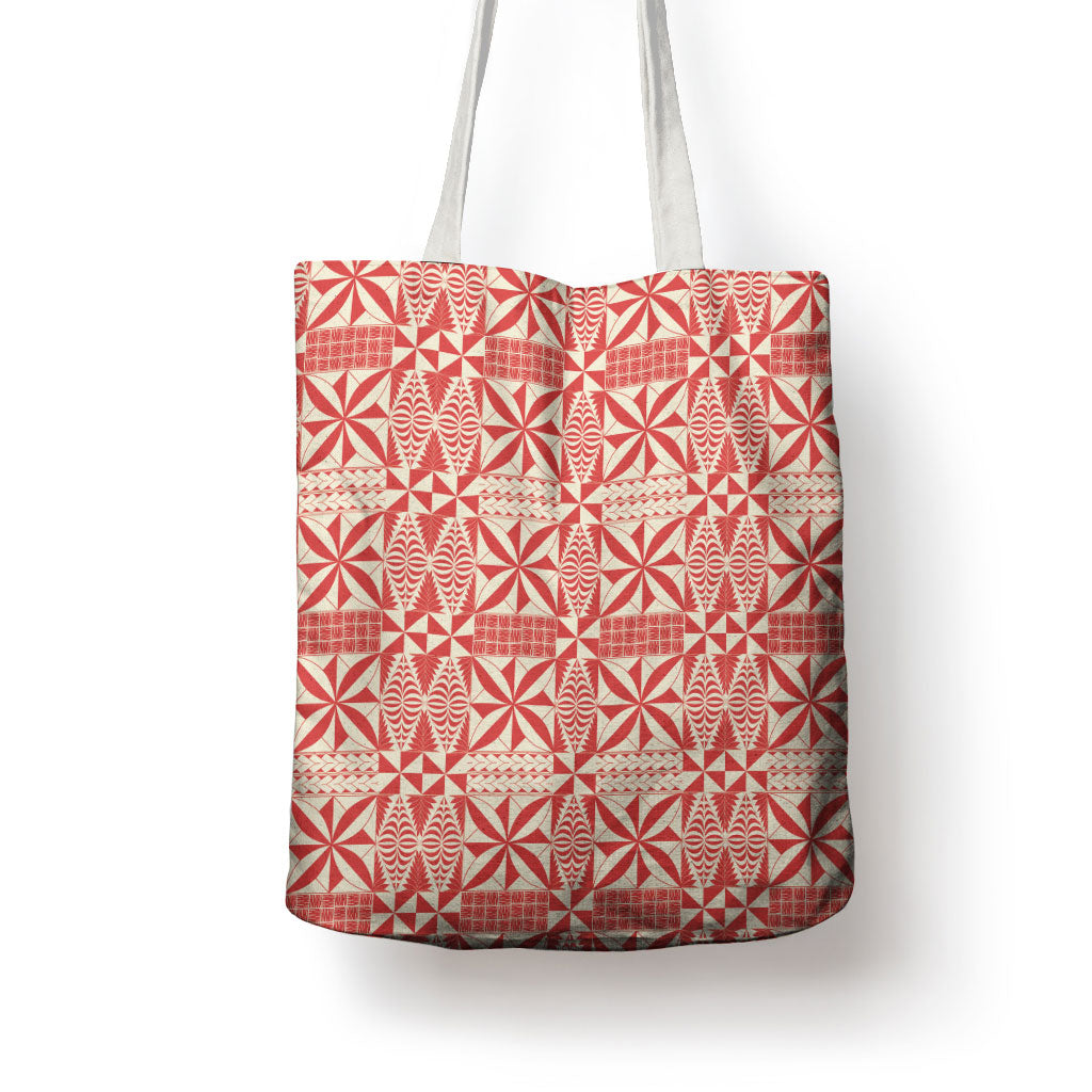 Red Ngatu Pattern Malo e Lelei Tonga Tote Bag LT14 - Polynesian Pride