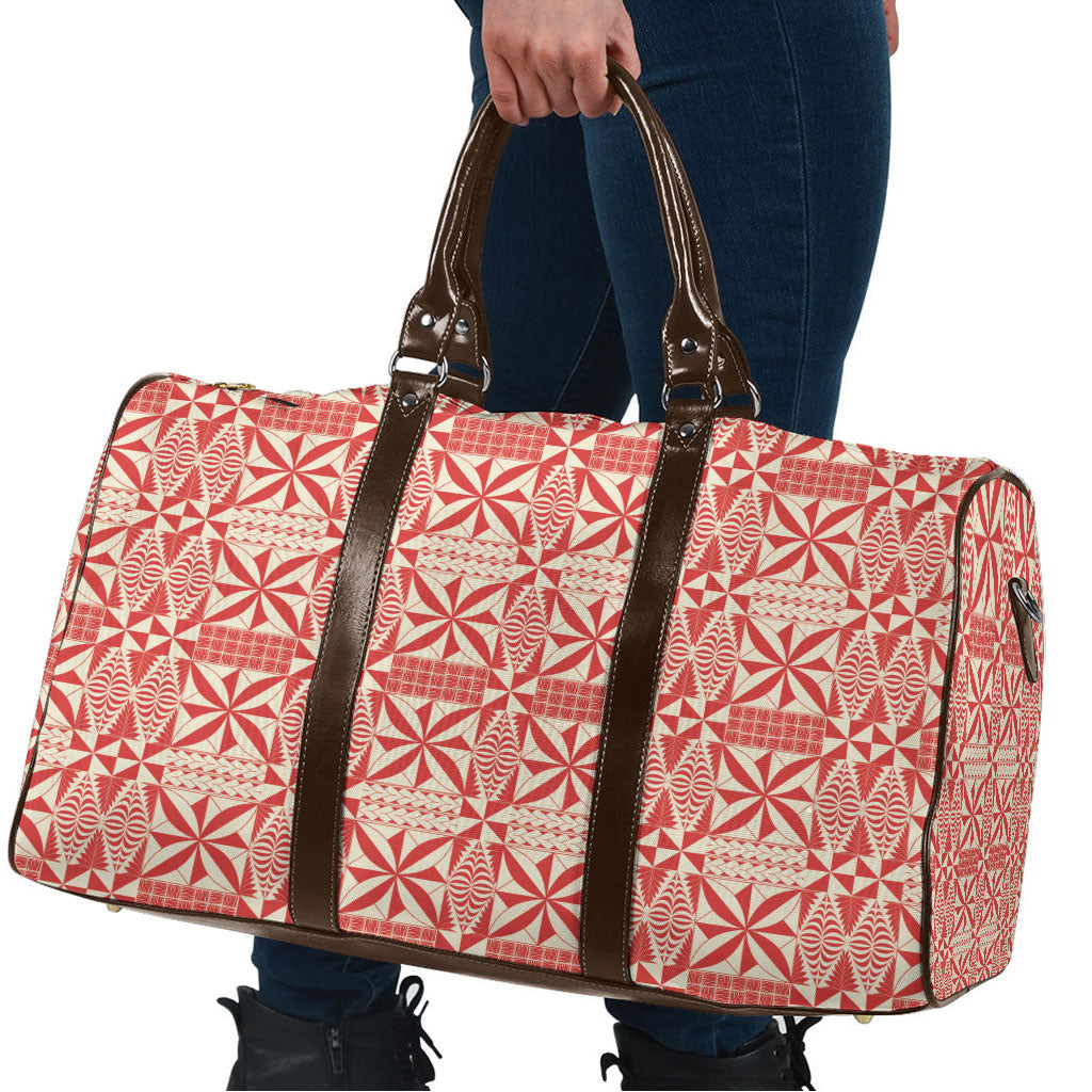 Red Ngatu Pattern Malo e Lelei Tonga Travel Bag LT14 - Polynesian Pride