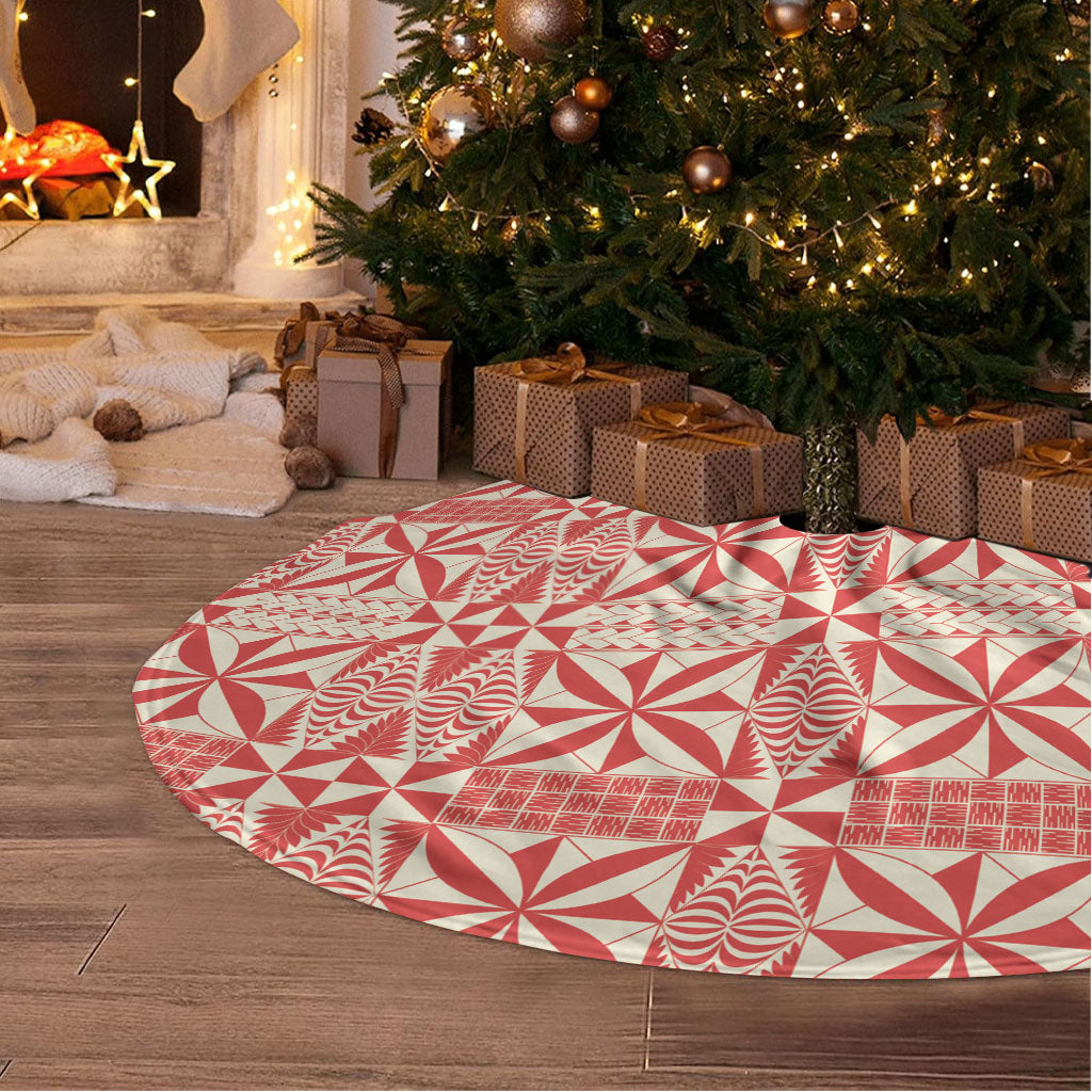 Red Ngatu Pattern Malo e Lelei Tonga Tree Skirt LT14 - Polynesian Pride