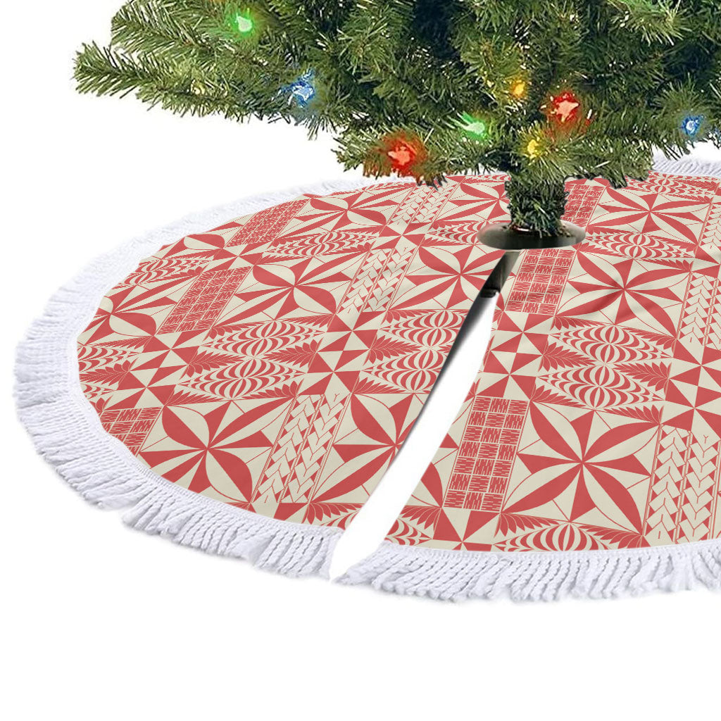 Red Ngatu Pattern Malo e Lelei Tonga Tree Skirt LT14 - Polynesian Pride