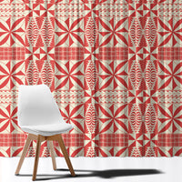 Red Ngatu Pattern Malo e Lelei Tonga Window Curtain LT14 - Polynesian Pride