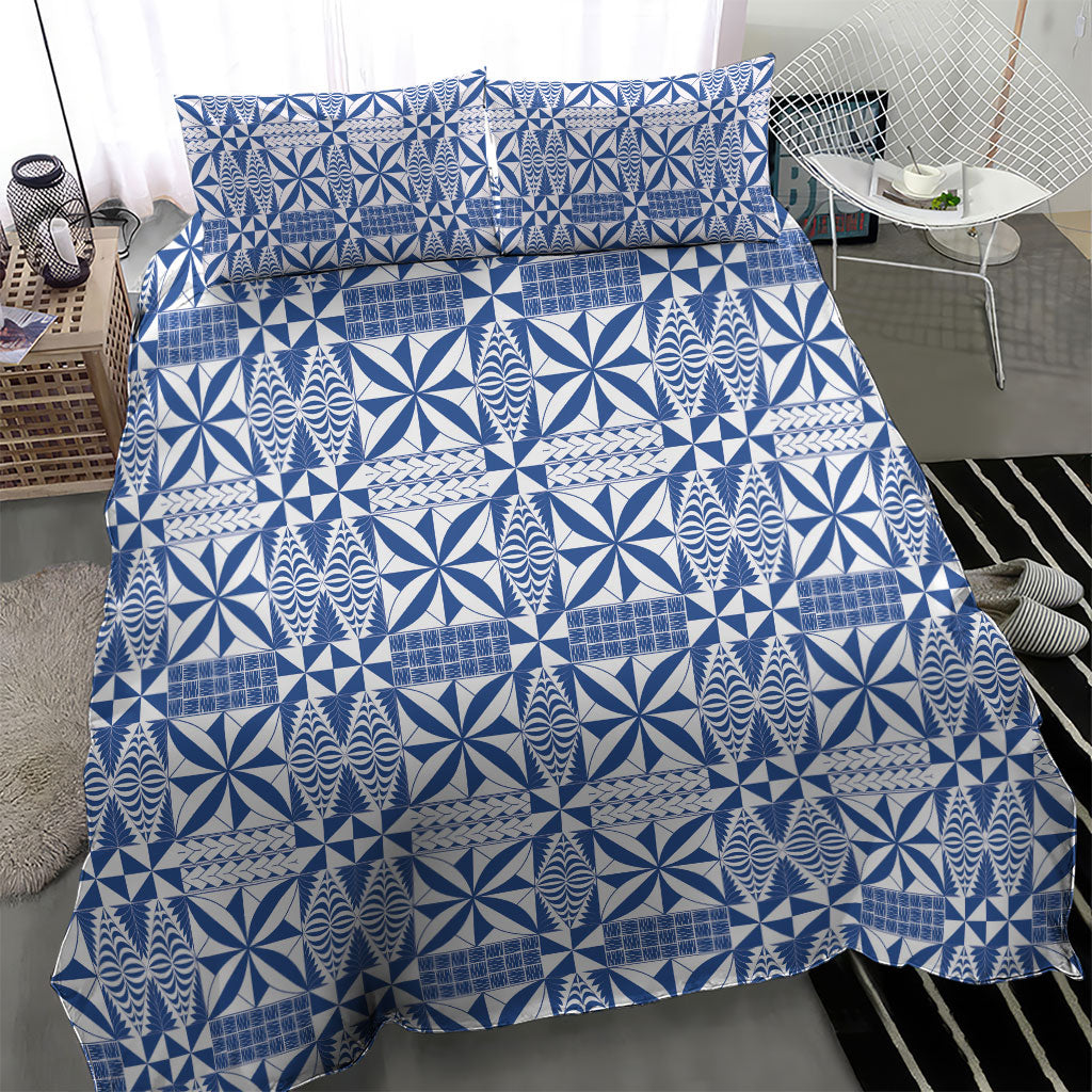 Blue Ngatu Pattern Malo e Lelei Tonga Bedding Set LT14 - Polynesian Pride