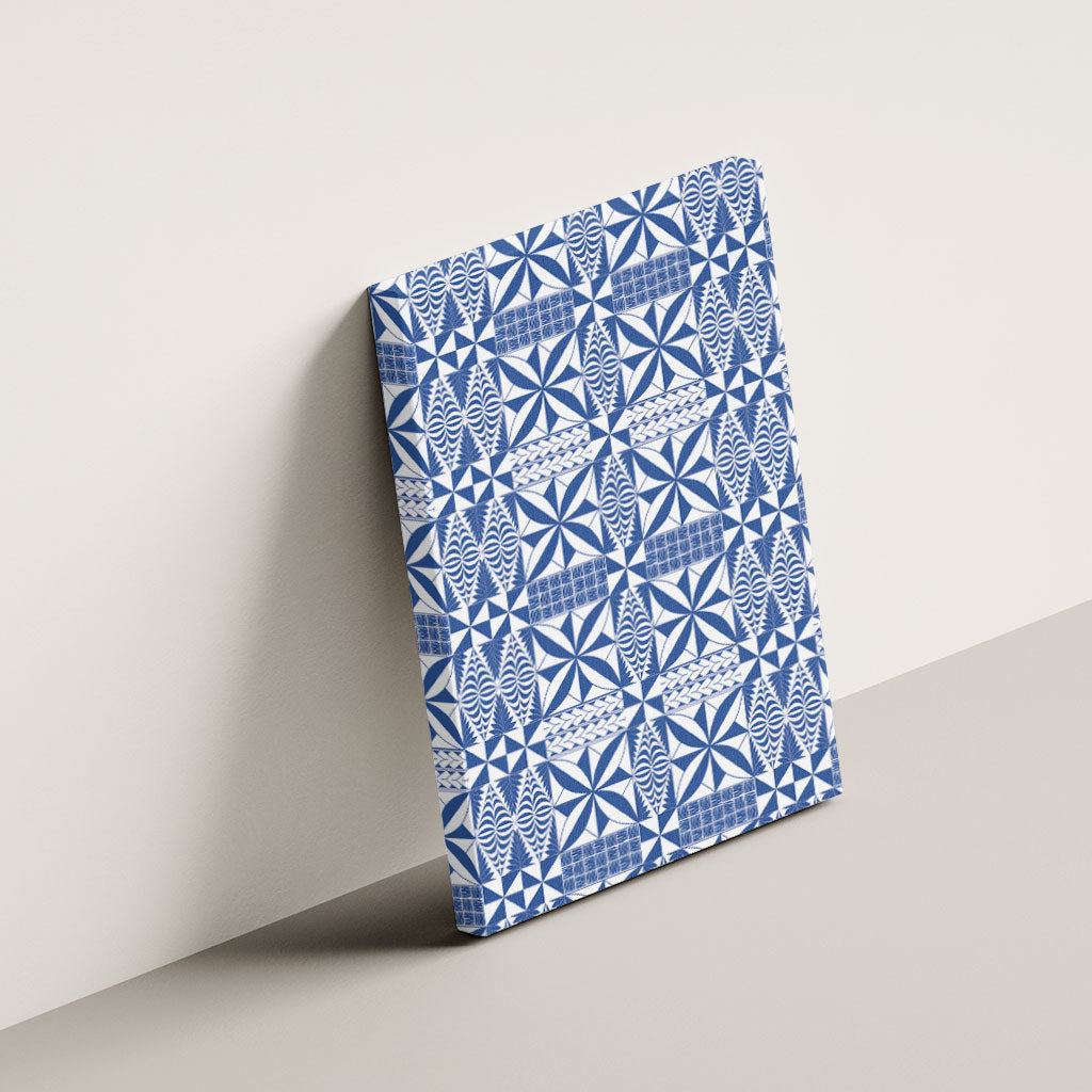 Blue Ngatu Pattern Malo e Lelei Tonga Canvas Wall Art LT14 - Polynesian Pride