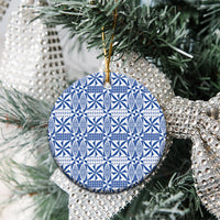 Blue Ngatu Pattern Malo e Lelei Tonga Ceramic Ornament LT14 - Polynesian Pride