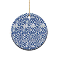 Blue Ngatu Pattern Malo e Lelei Tonga Ceramic Ornament LT14 - Polynesian Pride