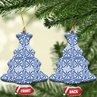 Blue Ngatu Pattern Malo e Lelei Tonga Ceramic Ornament LT14 Christmas Tree Blue - Polynesian Pride