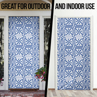 Blue Ngatu Pattern Malo e Lelei Tonga Door Cover LT14 - Polynesian Pride