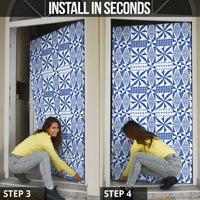 Blue Ngatu Pattern Malo e Lelei Tonga Door Cover LT14 - Polynesian Pride