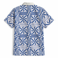 Blue Ngatu Pattern Malo e Lelei Tonga Hawaiian Shirt LT14 - Polynesian Pride