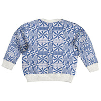 Blue Ngatu Pattern Malo e Lelei Tonga Kid Ugly Christmas Sweater LT14 - Polynesian Pride