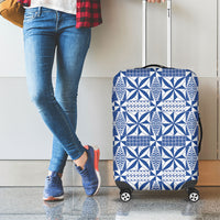 Blue Ngatu Pattern Malo e Lelei Tonga Luggage Cover LT14 - Polynesian Pride