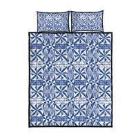 Blue Ngatu Pattern Malo e Lelei Tonga Quilt Bed Set LT14 - Polynesian Pride