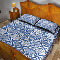 Blue Ngatu Pattern Malo e Lelei Tonga Quilt Bed Set LT14 - Polynesian Pride
