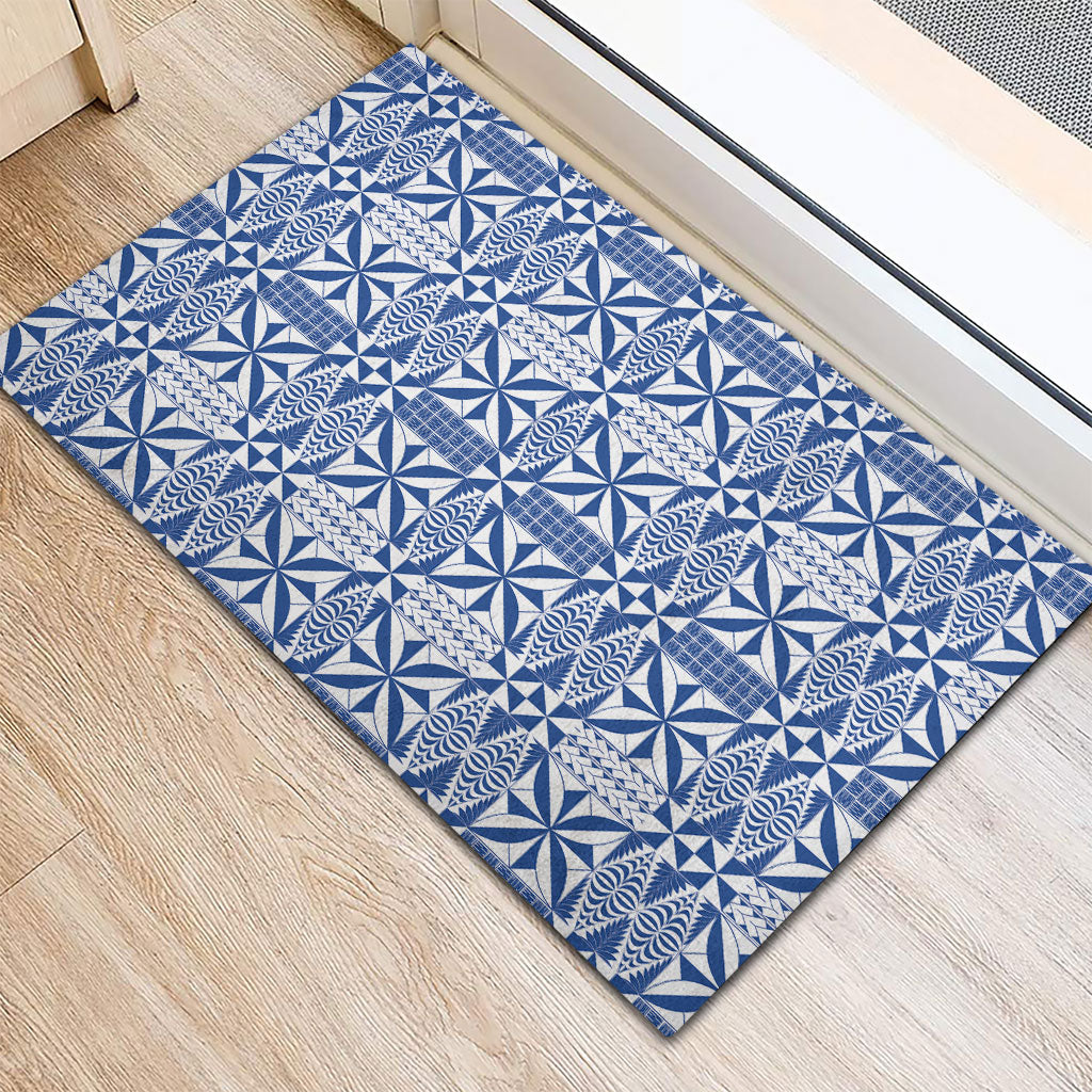 Blue Ngatu Pattern Malo e Lelei Tonga Rubber Doormat LT14 - Polynesian Pride