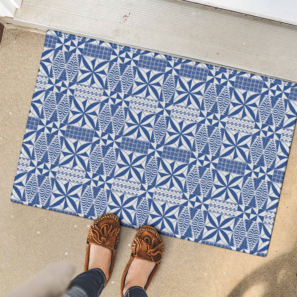 Blue Ngatu Pattern Malo e Lelei Tonga Rubber Doormat LT14 - Polynesian Pride