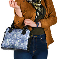 Blue Ngatu Pattern Malo e Lelei Tonga Shoulder Handbag LT14 - Polynesian Pride