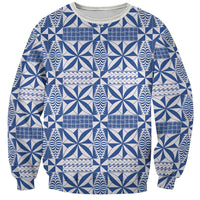 Blue Ngatu Pattern Malo e Lelei Tonga Sweatshirt LT14 Unisex Blue - Polynesian Pride