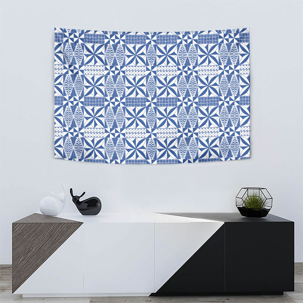 Blue Ngatu Pattern Malo e Lelei Tonga Tapestry LT14 - Polynesian Pride