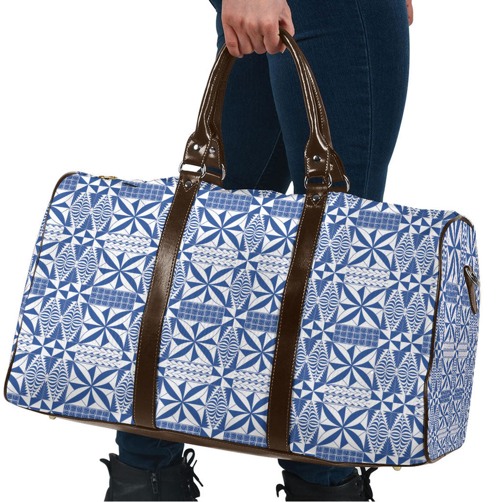Blue Ngatu Pattern Malo e Lelei Tonga Travel Bag LT14 - Polynesian Pride
