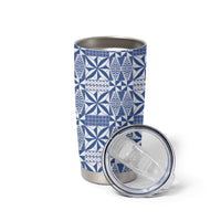Blue Ngatu Pattern Malo e Lelei Tonga Tumbler Cup LT14 - Polynesian Pride