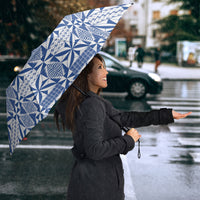 Blue Ngatu Pattern Malo e Lelei Tonga Umbrella LT14 - Polynesian Pride