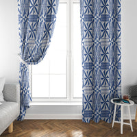 Blue Ngatu Pattern Malo e Lelei Tonga Window Curtain LT14 - Polynesian Pride