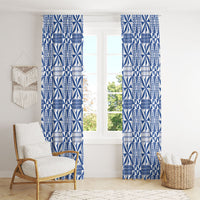 Blue Ngatu Pattern Malo e Lelei Tonga Window Curtain LT14 - Polynesian Pride