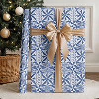Blue Ngatu Pattern Malo e Lelei Tonga Wrapping Paper LT14 - Polynesian Pride