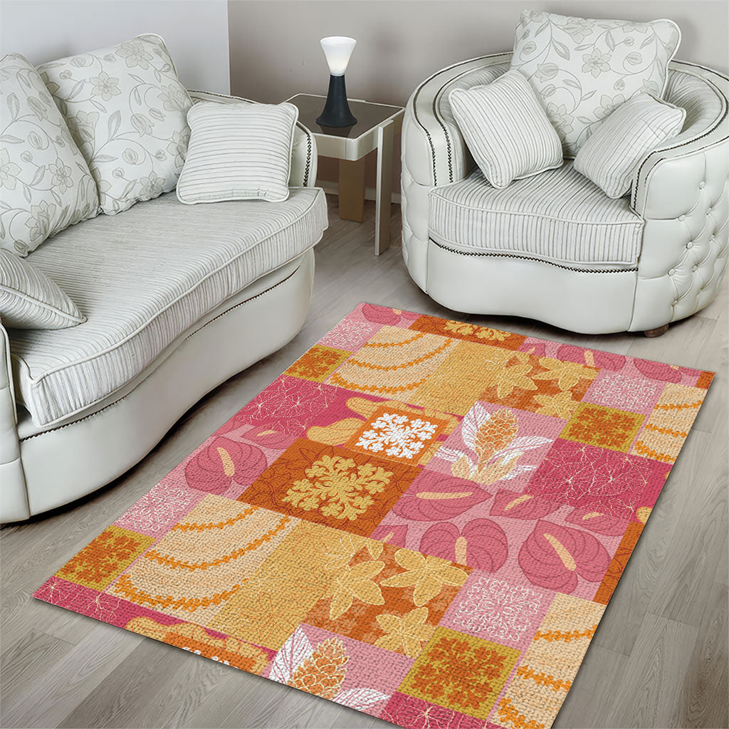 Aloha Hawaii Quilt Floral Patchwork Style Area Rug LT14 - Polynesian Pride